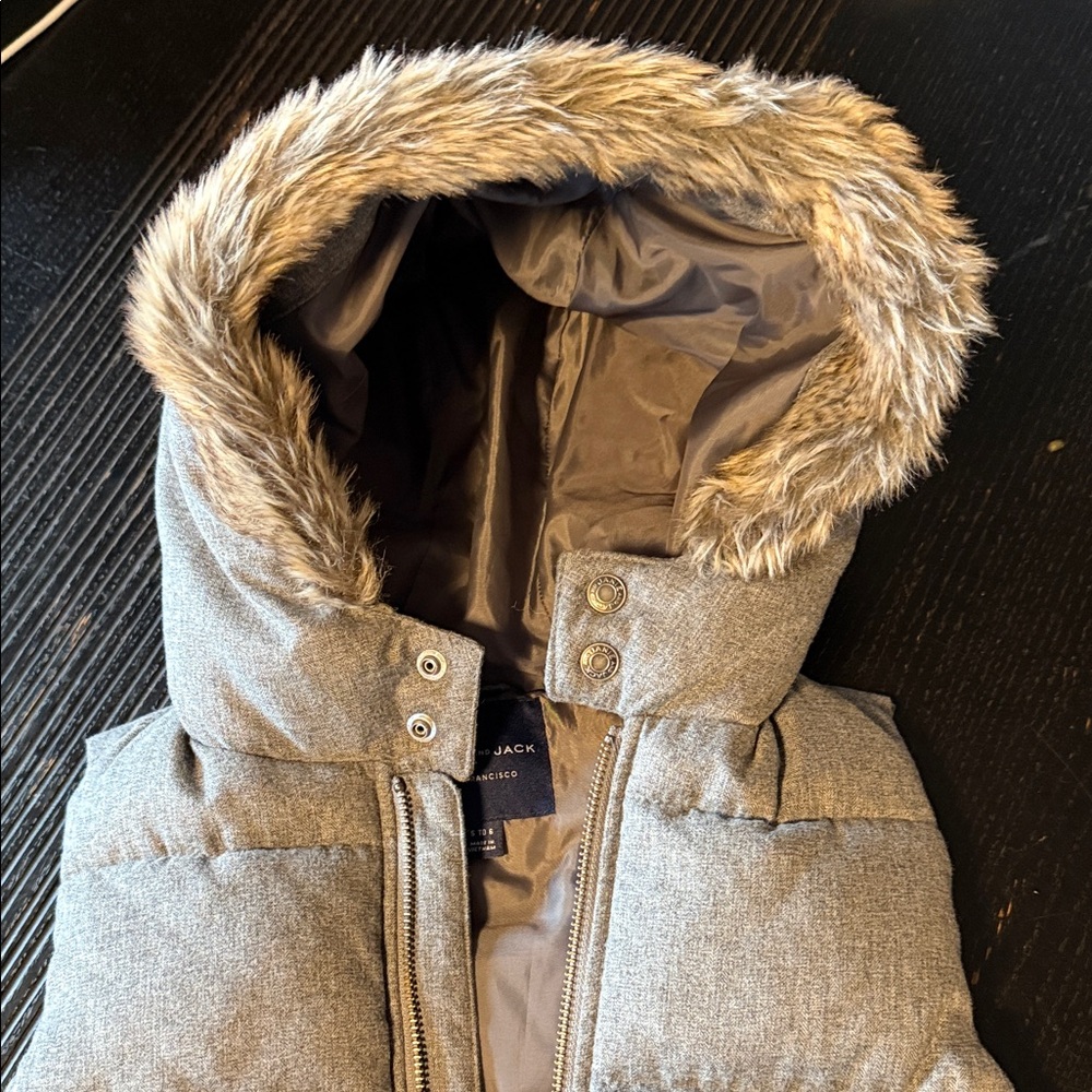 Janie and Jack Gray Puffer Vest with Faux Fur Hood